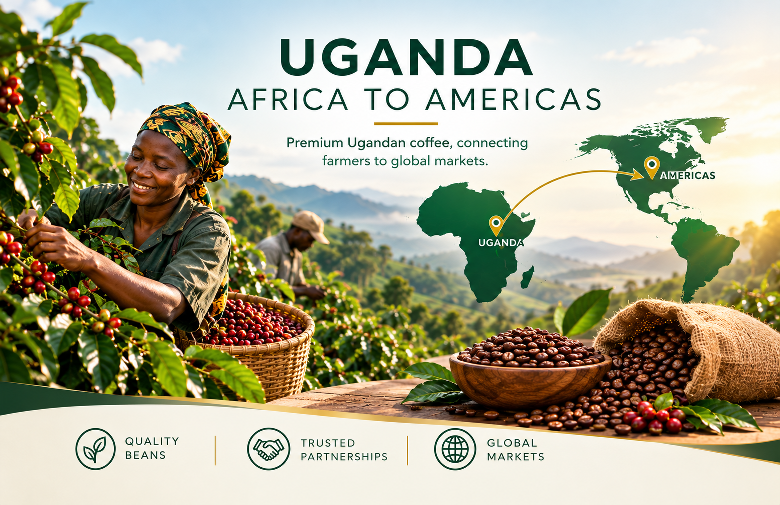 Sipi Falls and lush hills in eastern Uganda